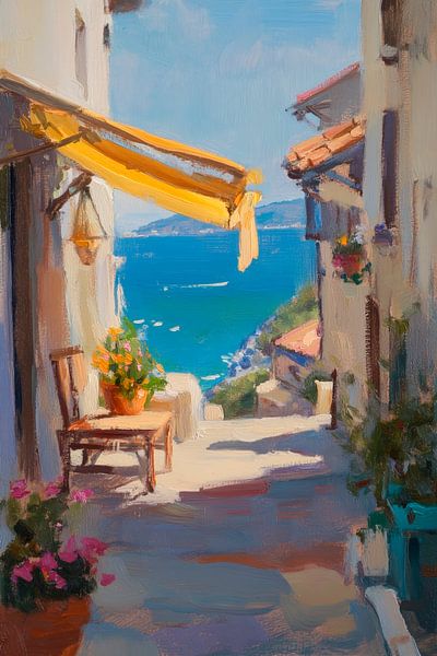 Route côtière avec plantes en fleurs par Poster Art Shop