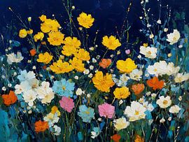 Field of Flowers in Midnight Blue by Thea
