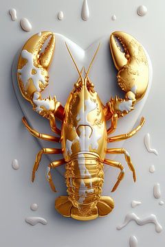 Lobster Luxe - CANCER D'OR sur cœur blanc sur Marianne Ottemann - OTTI