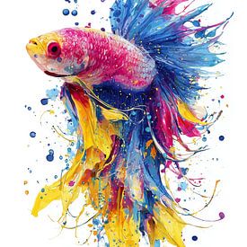 Colourful fighting fish painting by ARTemberaubend