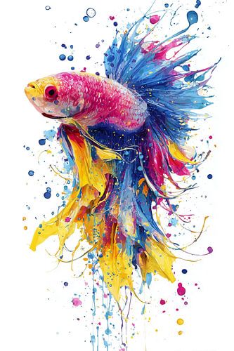 Kleurrijk vechtvis schilderij