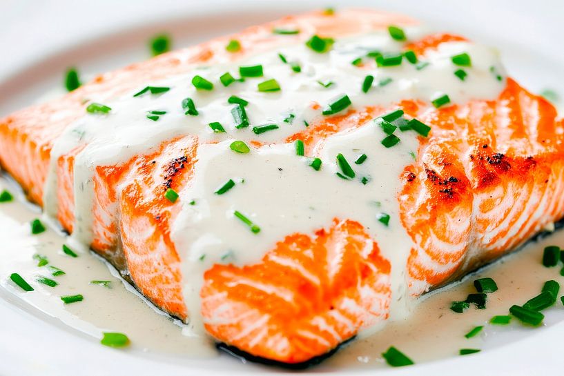 Salmon fillet with herb sauce - Deliciously served by Poster Art Shop