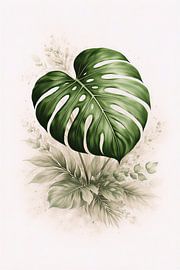 Minimal Monstera Leaf Illustration by MARTINA KUSUMA DEWI