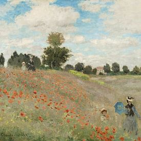 Poppy field near Argenteuil Claude Monet with sunshine by Digital Art Studio