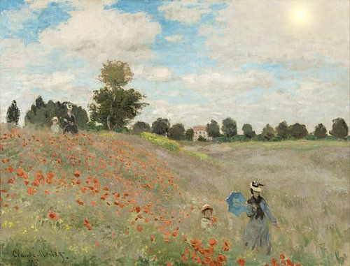 Poppy field near Argenteuil Claude Monet with sunshine
