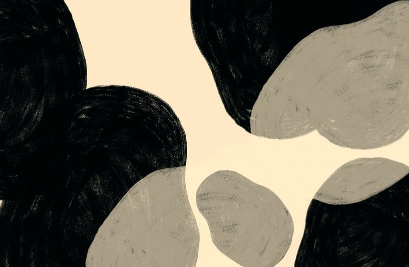 Scandinavia Organic Abstract in Beige Black by Mad Dog Art