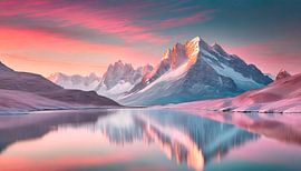 Landschap met roze zonsondergang