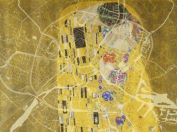 Kaart van Sneek met de Kus van Gustav Klimt van Map Art Studio