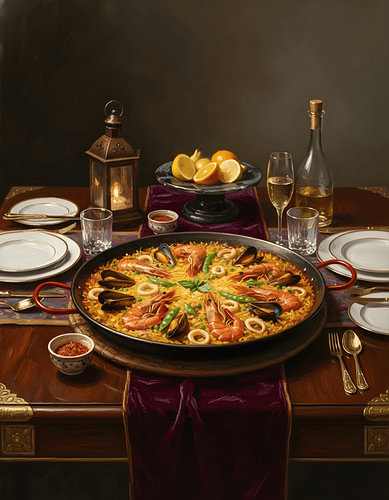 Spaanse paella royal met zeevruchten