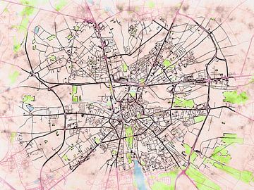 Kaart van Bourges in de stijl 'Soothing Spring' van Maporia