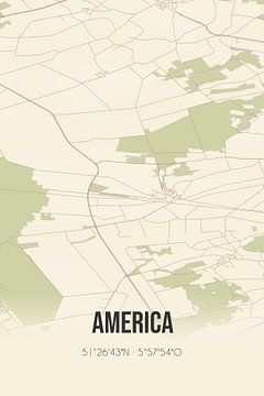 Vintage landkaart van America (Limburg) van MijnStadsPoster