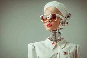 Surrealist Porträt Frau Roboter