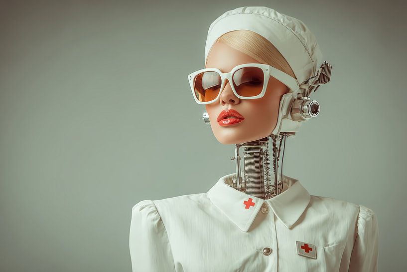Surrealist Porträt Frau Roboter von Egon Zitter