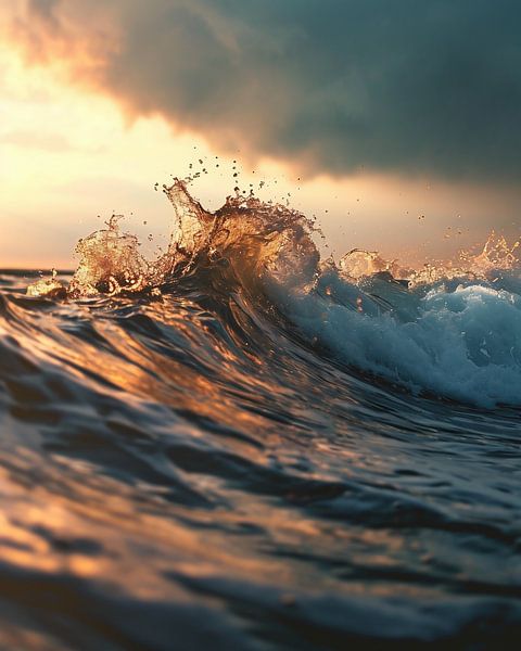 Goldenes Licht über den Wellen von fernlichtsicht