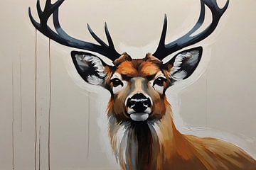 Visage d'un cerf sur De Muurdecoratie