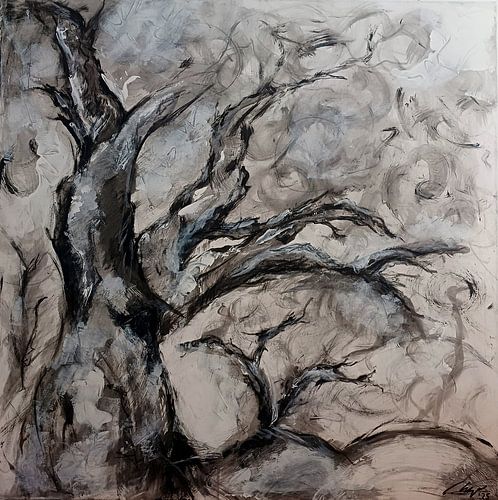 Arbre Paysage noir blanc moderne abstrait