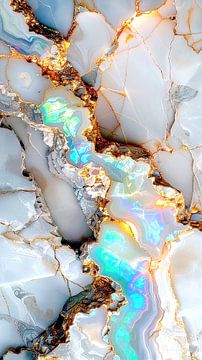 Opal, mother-of-pearl, marble and gold – Triptych C by AidasignArt