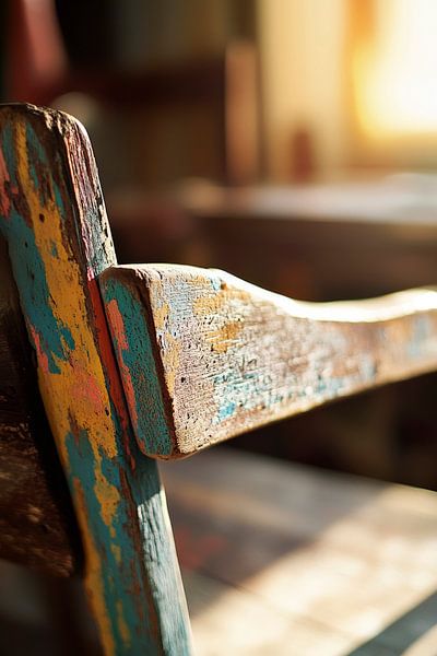 Verschnörkelte Stuhlarmlehne im Licht von Poster Art Shop