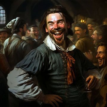 Middeleeuwse mannen taverne vrolijke sfeer drank van gm_designs