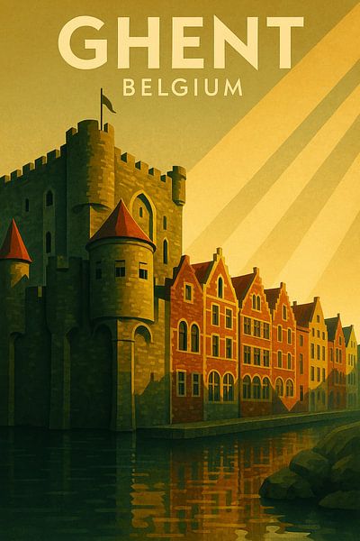 Gent België Kasteel Muurkunst Print van Travel Shop