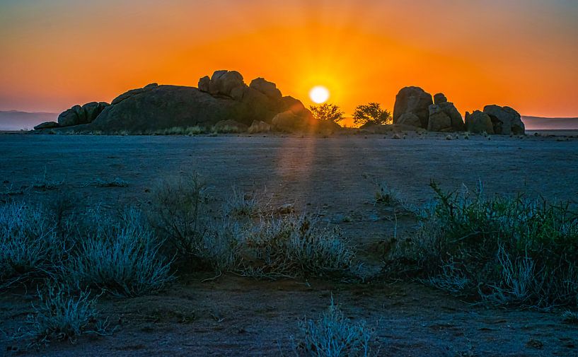 Zonsondergang in de Namib woestijn, Namibië van Rietje Bulthuis