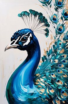 Kleurrijke abstracte pauwen schilderij van Art & Soul Creations