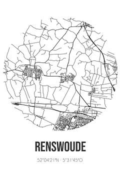 Renswoude (Utrecht) | Carte | Noir et blanc sur Rezona