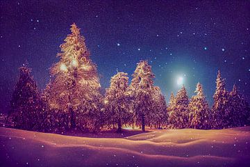 Kerstboom in de sneeuw, illustratie van Animaflora PicsStock
