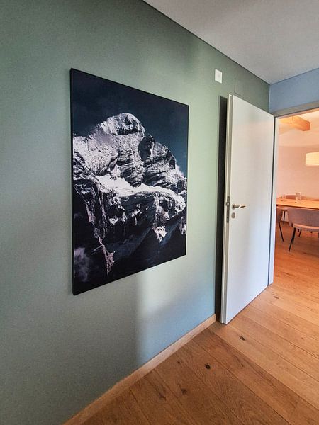 Klantfoto: Verse sneeuw op de top van de Wetterhorn in Zwitserland van Hidde Hageman, als ArtFrame