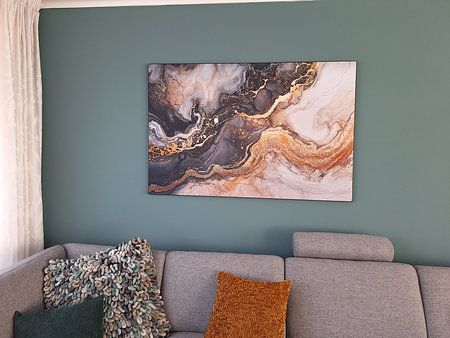 Abstract artwork with gold accents