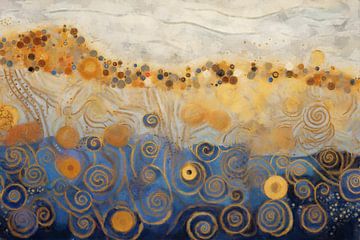 Golvende Patronen in Goud en Blauw van Whale & Sons