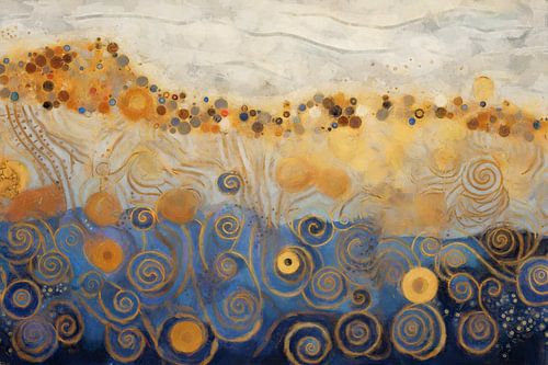 Wavy Patterns in Gold and Blue