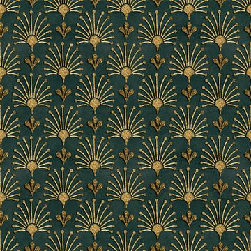 Elegantes Art Deco Muster Gold Grün von Andrea Haase