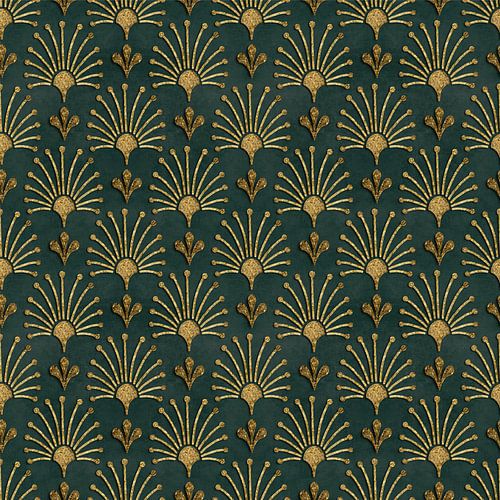 Elegant Art Deco Patroon Goud Groen