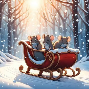 Mice in the sleigh by De Kinderkamer