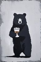 Bear with coffee minimalist design