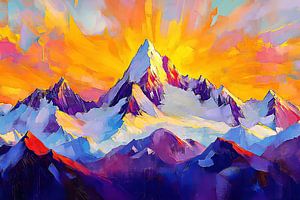 Farbenprächtige Berge im Sonnenuntergang