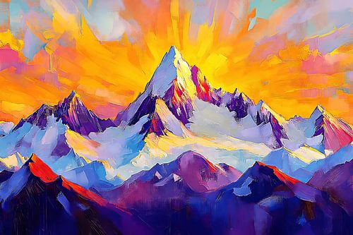 Des montagnes aux couleurs vives au coucher du soleil