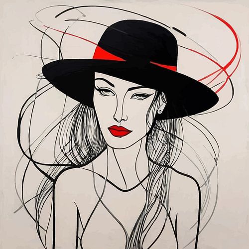 Minimalistisch schilderij van vrouw