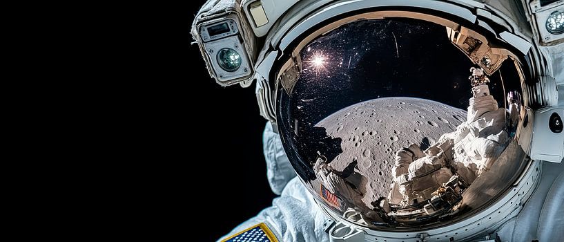 Astronautenhelm mit Mondblick – Futuristisch von Poster Art Shop