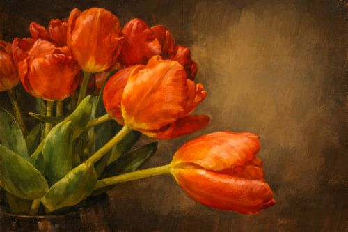 Rode tulpen in klassiek licht