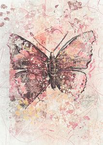 Schmetterling in rosa, warmem Grau und zartem Gelb