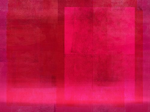 Moderne abstracte kunst in felroze, wijnrood, roestbruin.