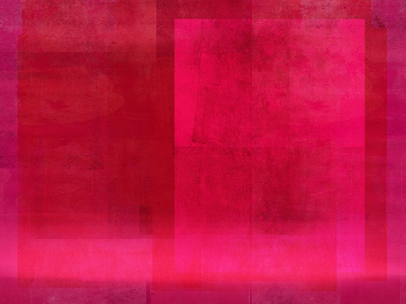 Moderne abstrakte Kunst in leuchtendem Pink, Weinrot und Rostbraun. von Dina Dankers