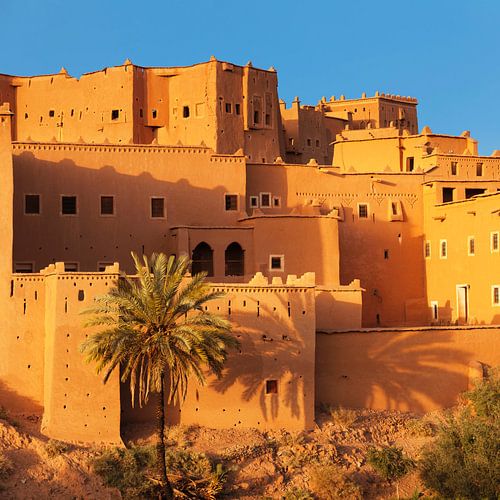 Kasbah Taourirt at sunset, Ouarzazate, Morocco,