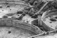 Top view of the basins of an old derelict gold mine