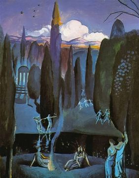 Nymphs in a Romantic Garden - Salvador Dali