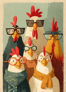 Poulets chics - un essaim élégant d'amis à plumes