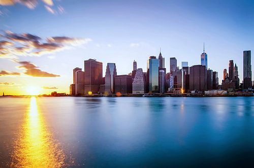 New York Skyline bij zonsondergang