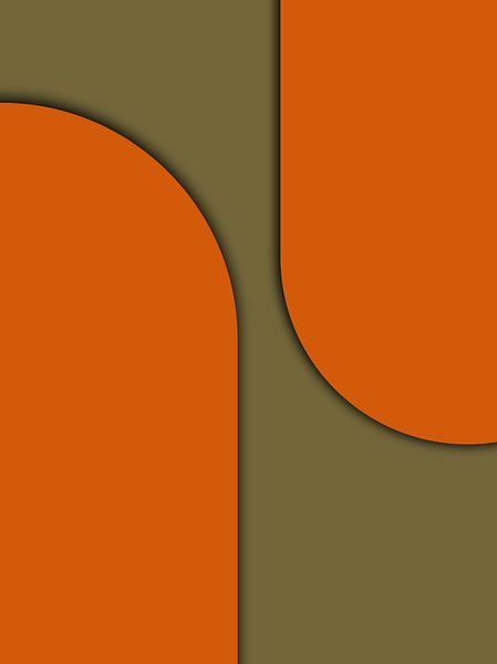 Femininity in orange on ocher by Mad Dog Art